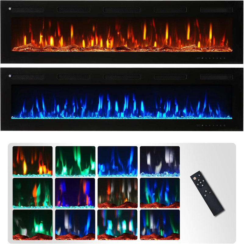 Winslow FLAMEKO Matte Black Fireplace Insert, 43.2cm H x 178cm W x 10.6cm D