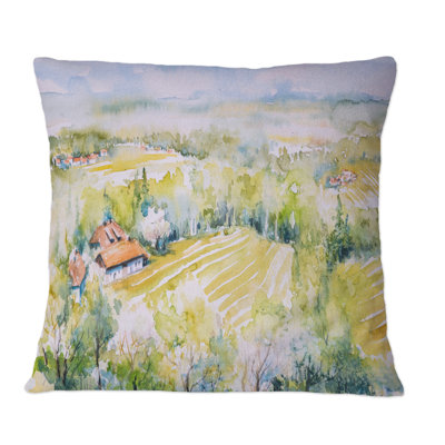 Coussin décoratif paysage italien en couleurs pastel