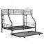 Lit simple superposé au dessus d'un lit double avec lit gigogne en métal, aucun sommier requis, assemblage facile
