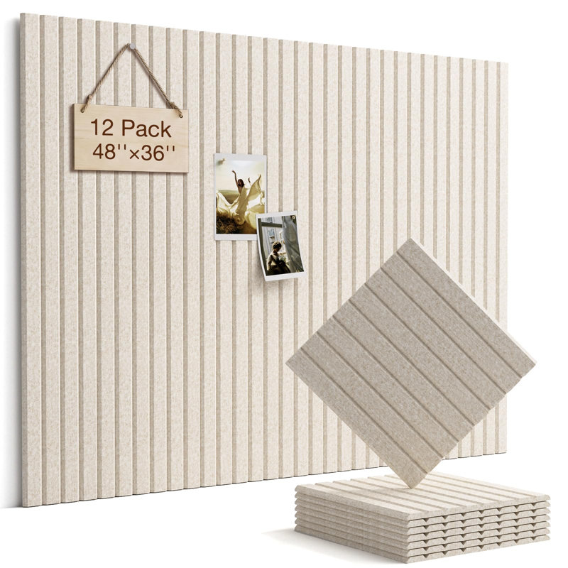 Panneau de liège en feutre 48 po x 36 po avec 60 onglets adhésifs avoine | Paquet de 12 planches de liège pour le bureau