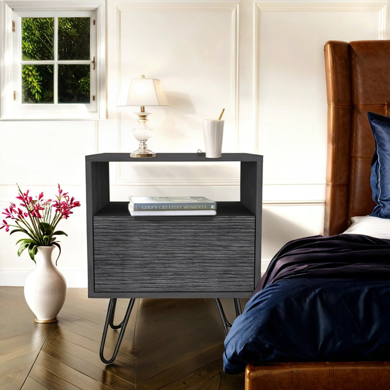 Table de chevet Makaylia, Gris