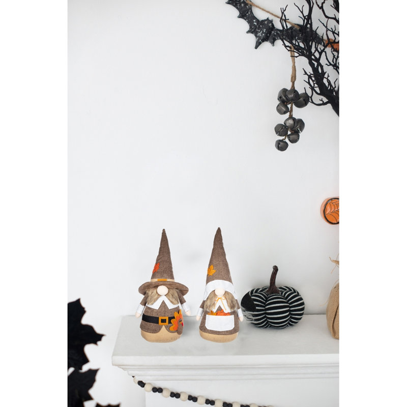 Ensemble de 2 figurines de gnome en tissu 8,3 po x 4,3 po x 20,9 po décorant les Fêtes pour l'automne et l'Action de grâce