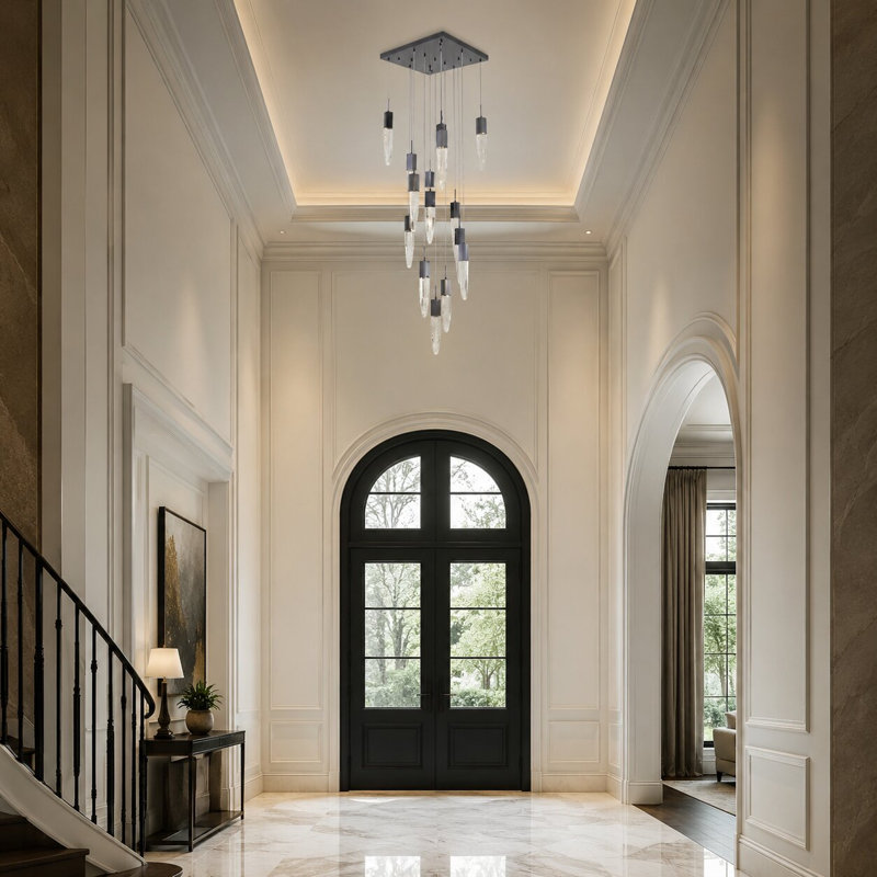 Lustre suspendu en cristal 15 lumières Modern, Noir
