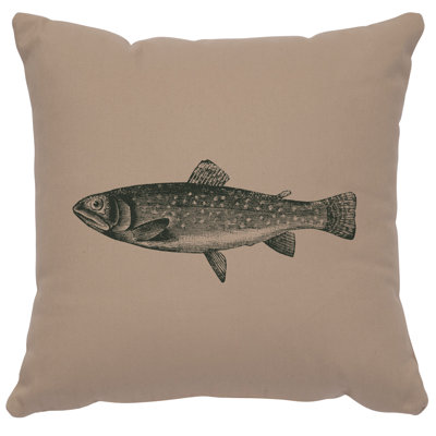 Wooded River Image Pillow - Trout - Cotton Alabaster