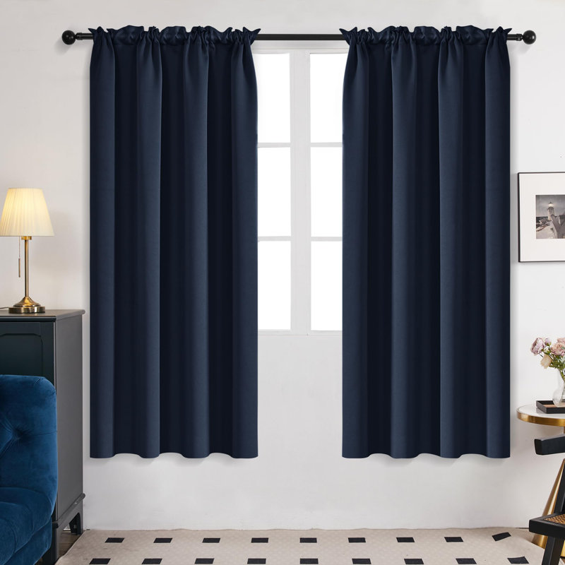 Room Darkening Rod Pocket Thermal Insulated Blackout Curtains (Set of 4), 42" W x 72" L, Coral Pink