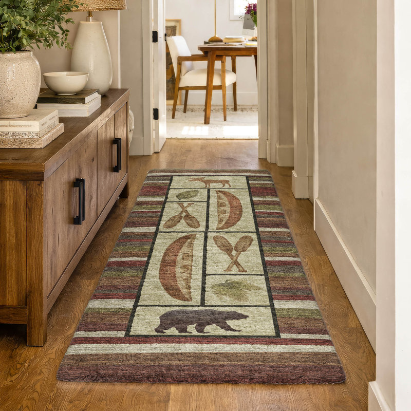Tapis à rayures de qualité supérieure lavable à la machine ADS143, Tapis de couloir 2 pi 3 po x 7 pi 6 po