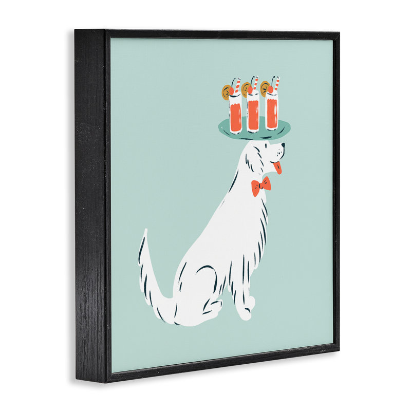 Desserte pour chien avec plateau à boissons, estampe numérique, design par Krissy Mast, H 24 po x l 24 po