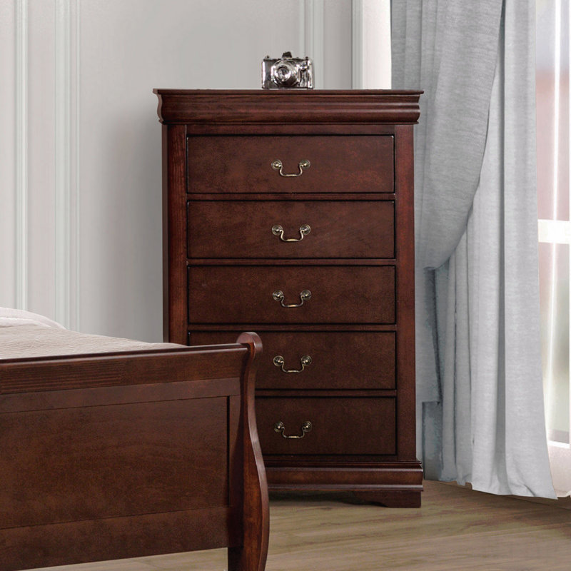 Commode 5 tiroirs Transitional, Cherry
