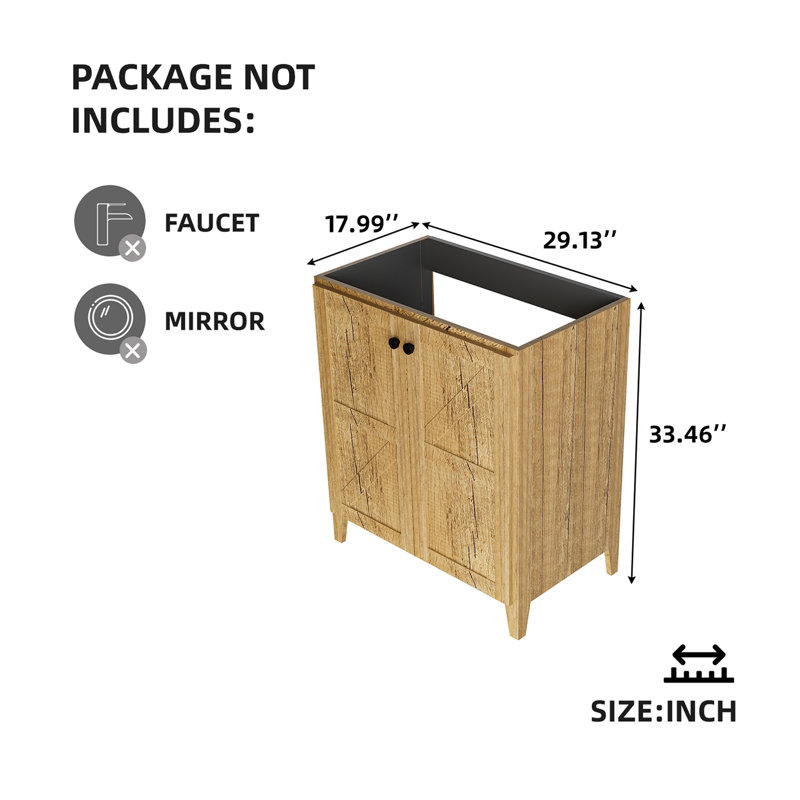 Armoire de salle de bain pliable sur pied sans lavabo, Jaune foncé, Dark yellow