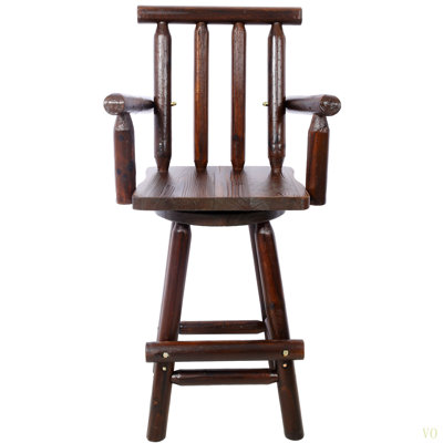 Rustic Bar Stool - Fir Wood Construction, Chair With Footrest,Wide Armrest, Rustic Kitchen Stool, Tall Bistro Chair For Dining Room, Restaurant, Pub