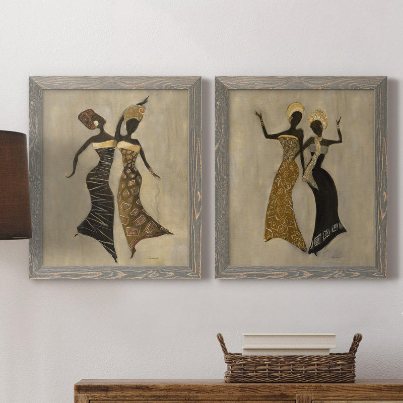 «Celebration I», ensemble de 2 reproductions d'art, H 20 po x l 17 po x P 1 po, Toile avec cadre gris, Pas de tapis