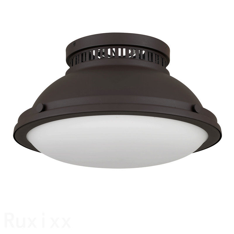 2-Light 14-In Dark Bronze Flush Mount, Antique Bronze, 8" H x 14" W x 14" D