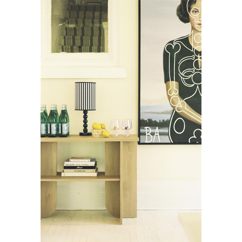 Light Oak Engineered Wood Minimalist Console Table