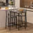 3 Piece Bar Table and Chairs, Industrial Dining Table Set for 2, Counter Height Kitchen Table with Bar stools