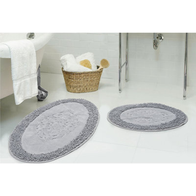Ensemble de tapis de bain luxueux en coton (2 pièces) | Dessous antidérapant de 19,7 po x 23,6 po et de 23,6 po x 39,4 po | 100% coton, hauteur des poils de 5 mm, 35,3 oz / verge | Lavable à la machine, doux et absorbant pour le confort de la salle de bain