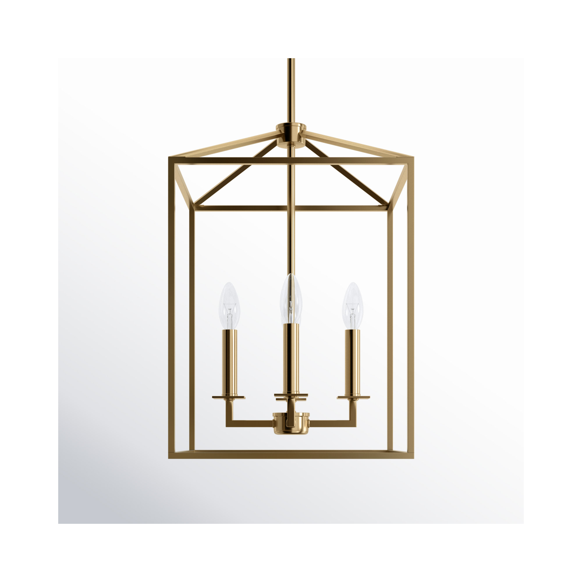 Ellis 4 - Light Metal Dimmable Lantern Chandelier, Satin Brass, No, 18.5" H x 12.25" W x 12.25" D