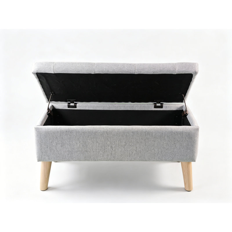 Banc avec repose-pieds 32 po avec plateau intégré, repose-pieds rembourré et banc de bout, gris