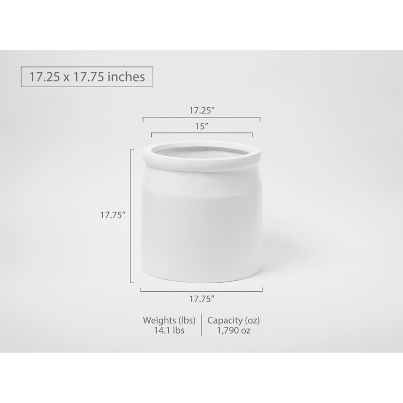 Handmade Pot Planter, White, 17.75" H x 17.25" W x 17.25" D