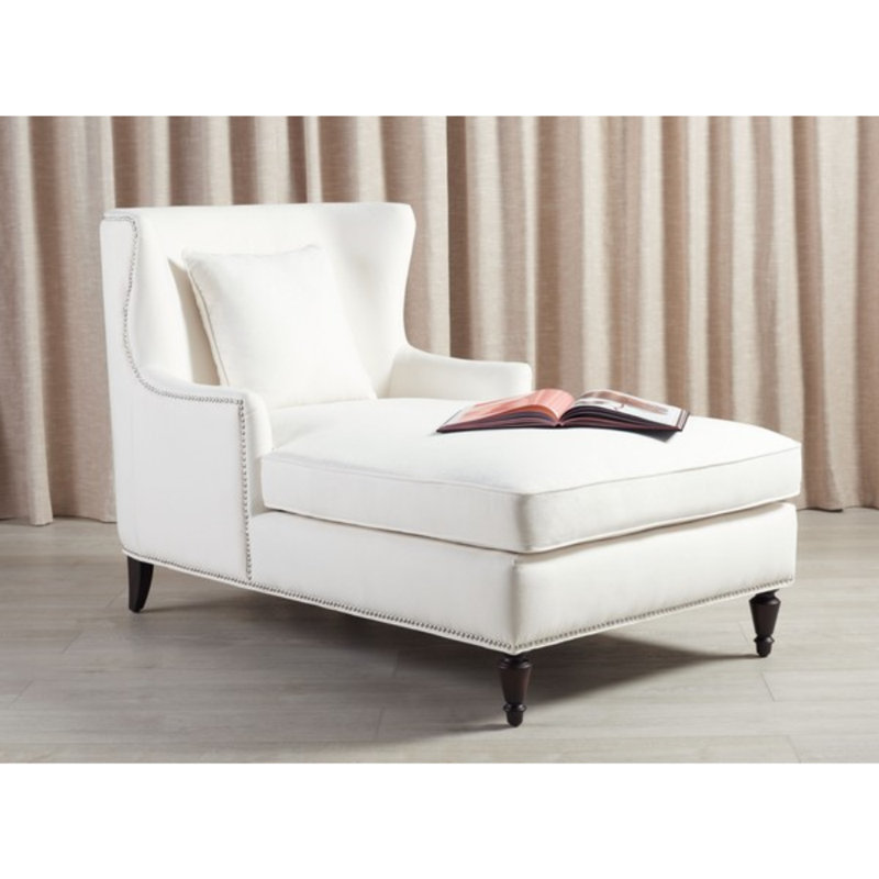 Chaise longue rembourrée Jazlyne, Mélange de lin ivoire