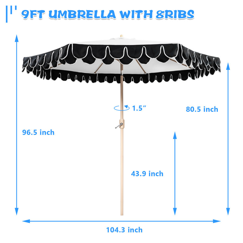 Parasol Adahir 108 avec contrepoids inclus, Noir, noir, noir, noir, Beige
