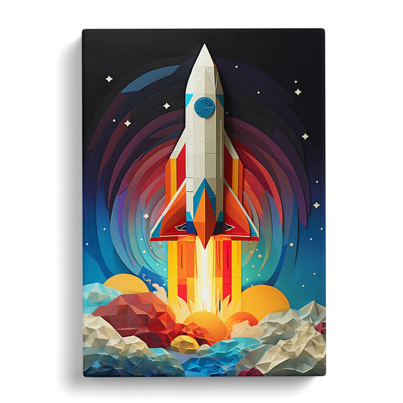 Rocket Geometric No.2 - Wrapped Canvas, 76cm H x 50cm W x 3cm D