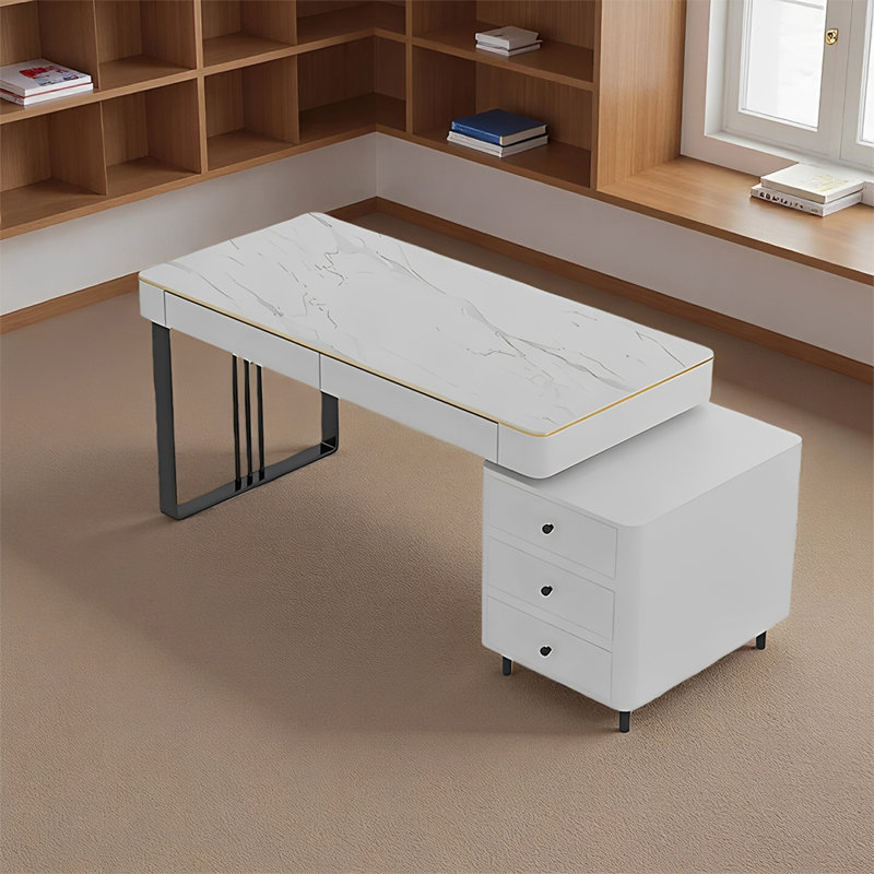 Bureau haut de gamme élégant et luxueux, H 29,52 po x l 62,99 po x P 23,62 po, Noir, Blanc