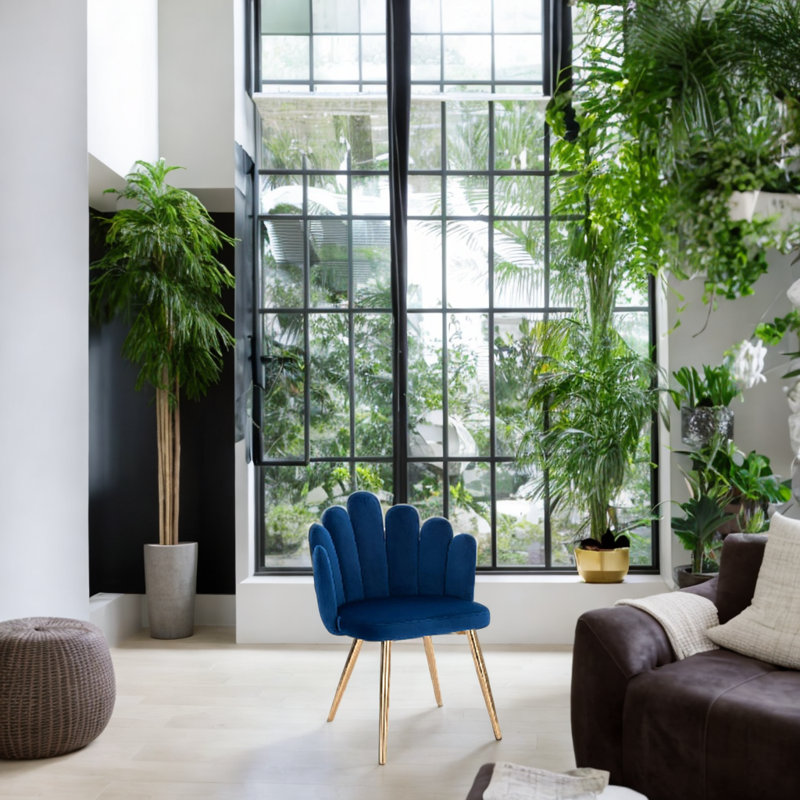 Fauteuil en velours Yeldem, Bleu