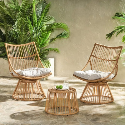 Chaise berçante et table d'appoint en fer brun, structure en fer, brun, imperméable