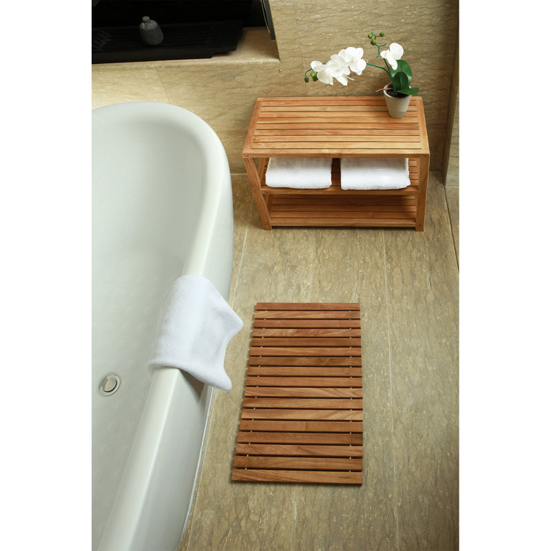 Navjat Teak Shower Bench, 19" H x  28" W x 14" D