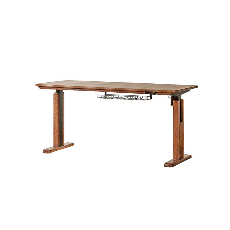 Bureau électrique réglable en hauteur en bois de noyer noir 47,24 po, H 28,35 po x l 47,24 po x P 24,41 po