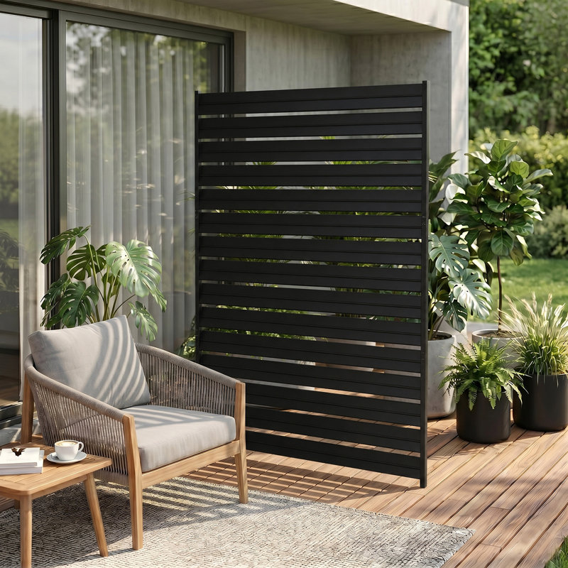 2 panneaux d'écran d'intimité en métal H 60 po x l 38 po - clôture d'extérieur à 2 panneaux pour le voisin, Noir