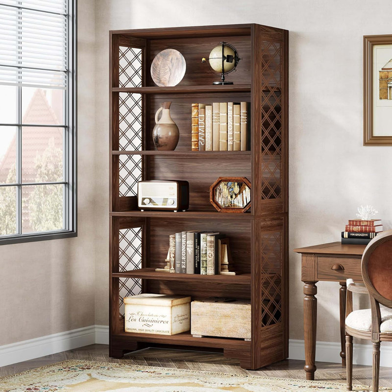 Bibliothèque Mid-Century 70,8 "à 6 niveaux pour salon, bureau et chambre à coucher