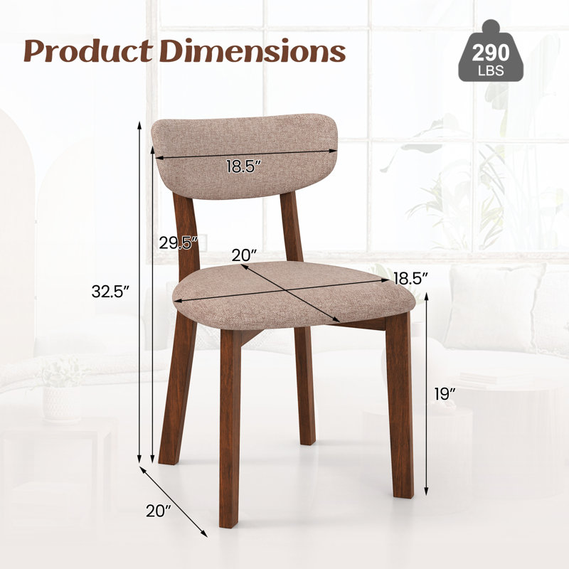 Chaise de salle à manger rembourrée à dossier, Beige, Noyer