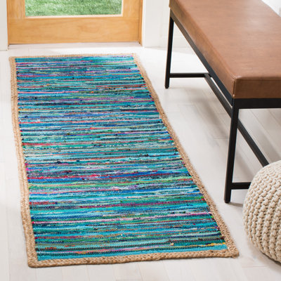 Tapis abstrait en coton et jute tissés à la main Naveen