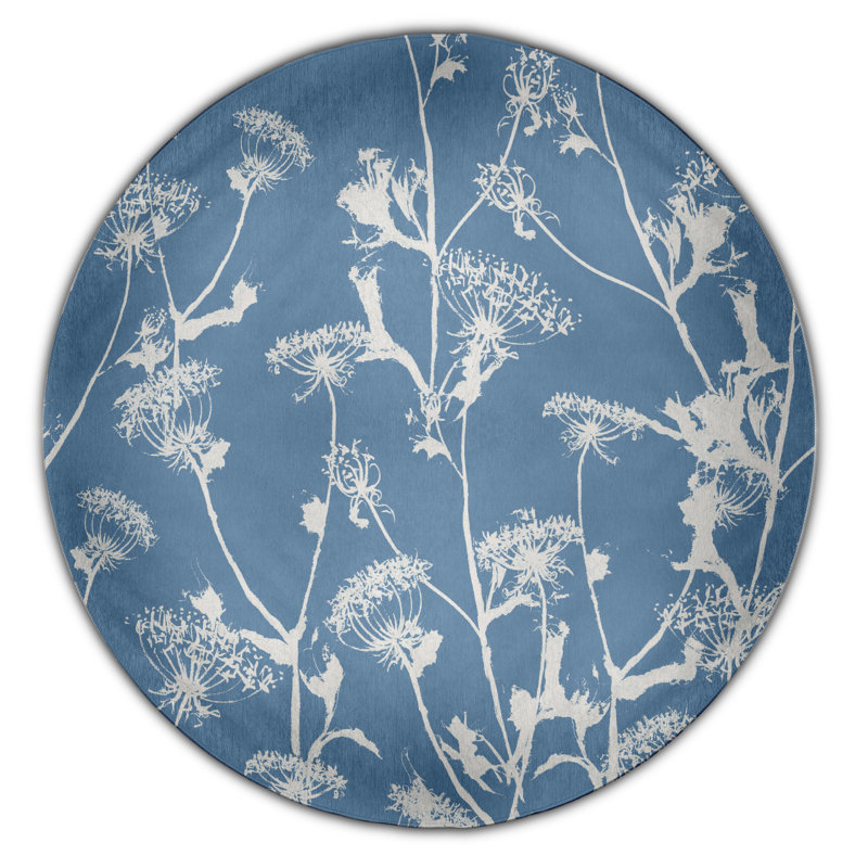 Alvordton Chenille Floral Indoor Rug, Round 5'