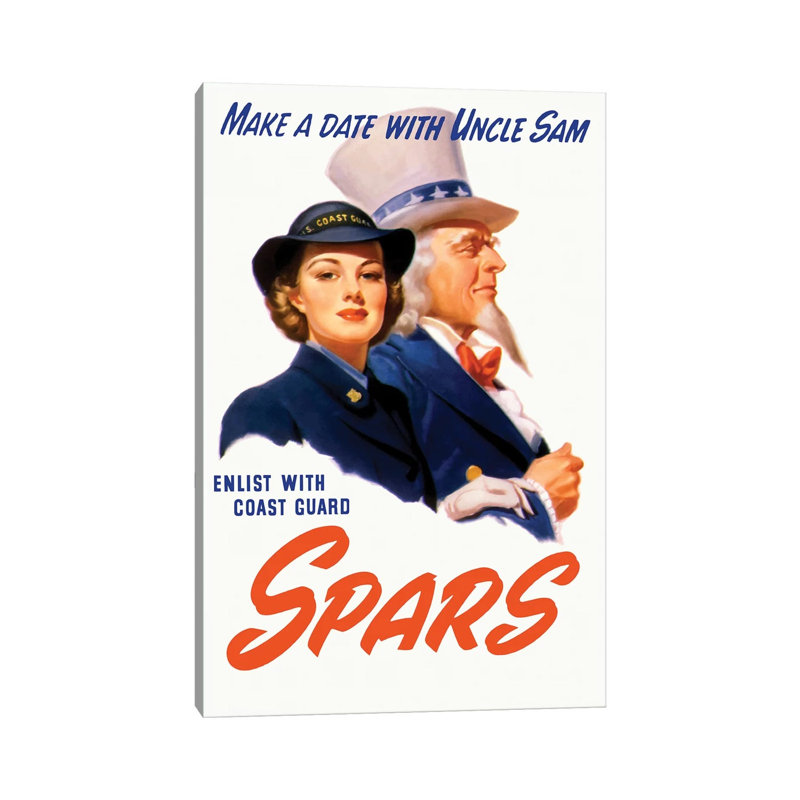 WWII Poster Of A Female Coast Guard Cadet And Uncle Sam by Stocktrek Images - Wrapped Canvas Print, 20.32 cm H x 30.48 cm W