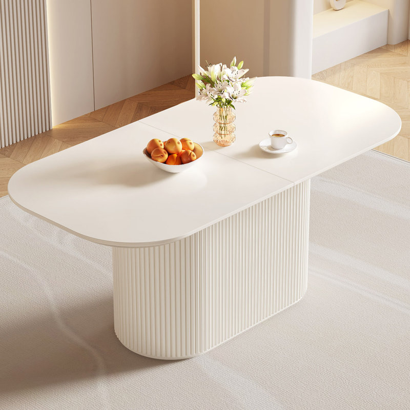 Oval White Dining Table for 6, Minimalist and Versatile (Table Only), 75.3cm H x 177.8cm W x 80cm D