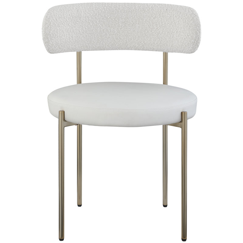 Beacon Contemporary Cream Faux Leather Dining Chair with Brass Legs