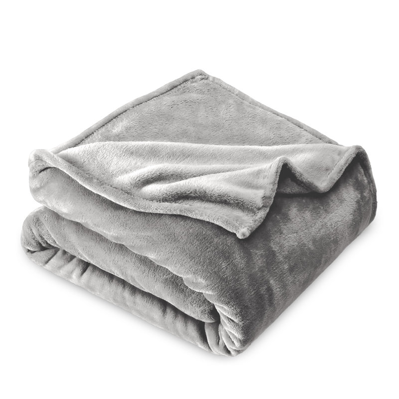 Bare Home Microplush Fleece Blanket - Fuzzy, Warm, Bed/Throw Blanket, Light Gray, King