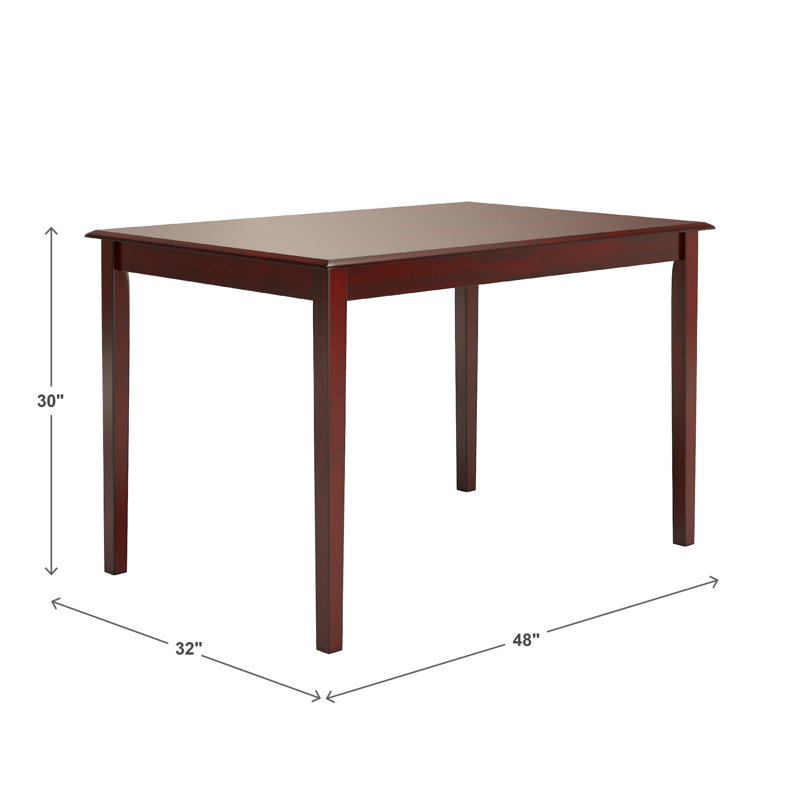 Table de salle à manger en bois massif Alexa-Mae, Baie antique, H 30 po x l 32 po x L 48 po