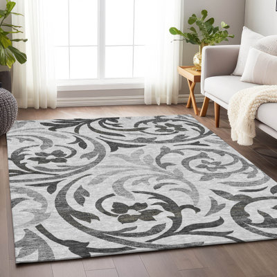 Premium Machine Washable Prisco Gray Rug