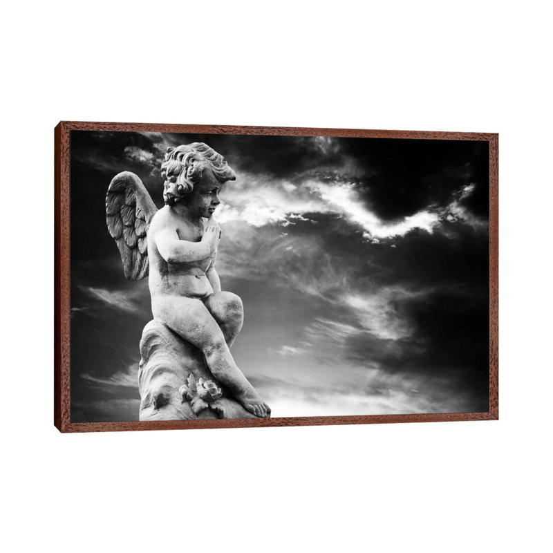 Angel Sculpture - Print on Canvas, 101.6 cm H x 66.04 cm W, Brown Framed