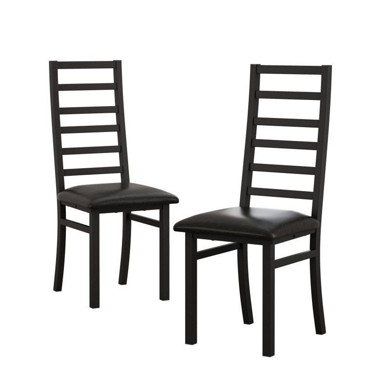 Chaises de salle à manger en métal, pieds en acier et sièges en cuir de polyuréthane, chaises de salle à manger sans accoudoirs à haut dossier, pour la cuisine et le salon