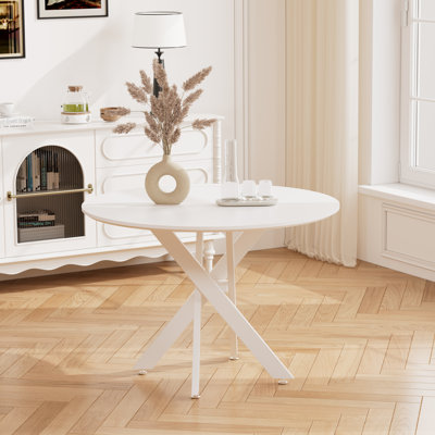 36In Round Metal Base Dining Table by 17 Stories