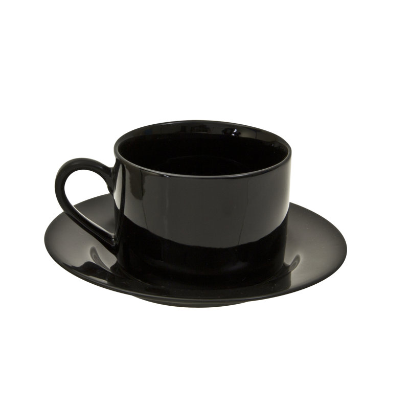 Black Rim Porcelain Teacup & Saucer Set of 6