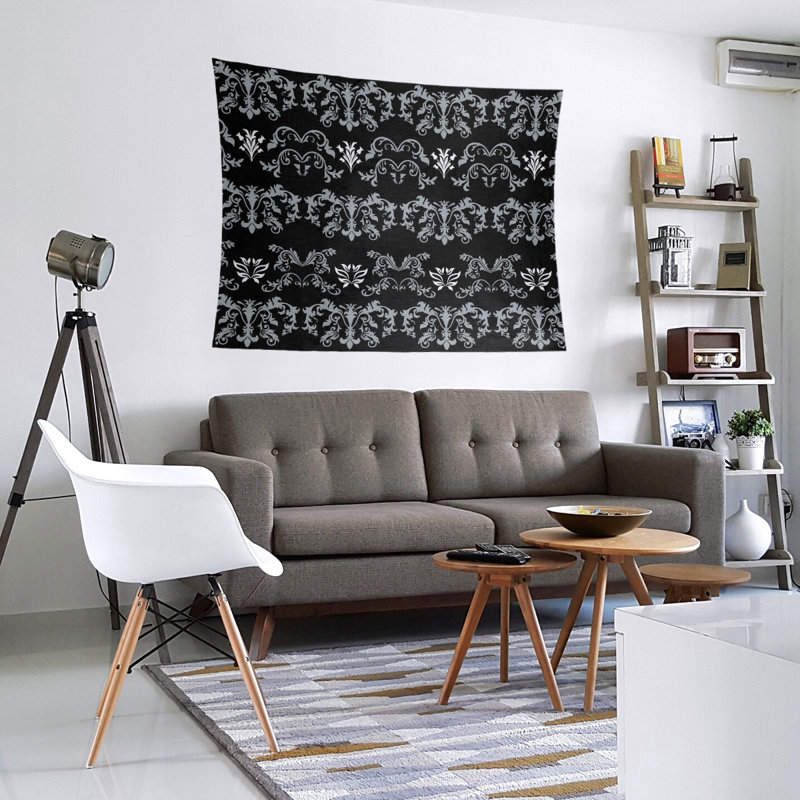 Microfiber Tapestry, 27.5" H x 37.5" W, Black/Grey/White