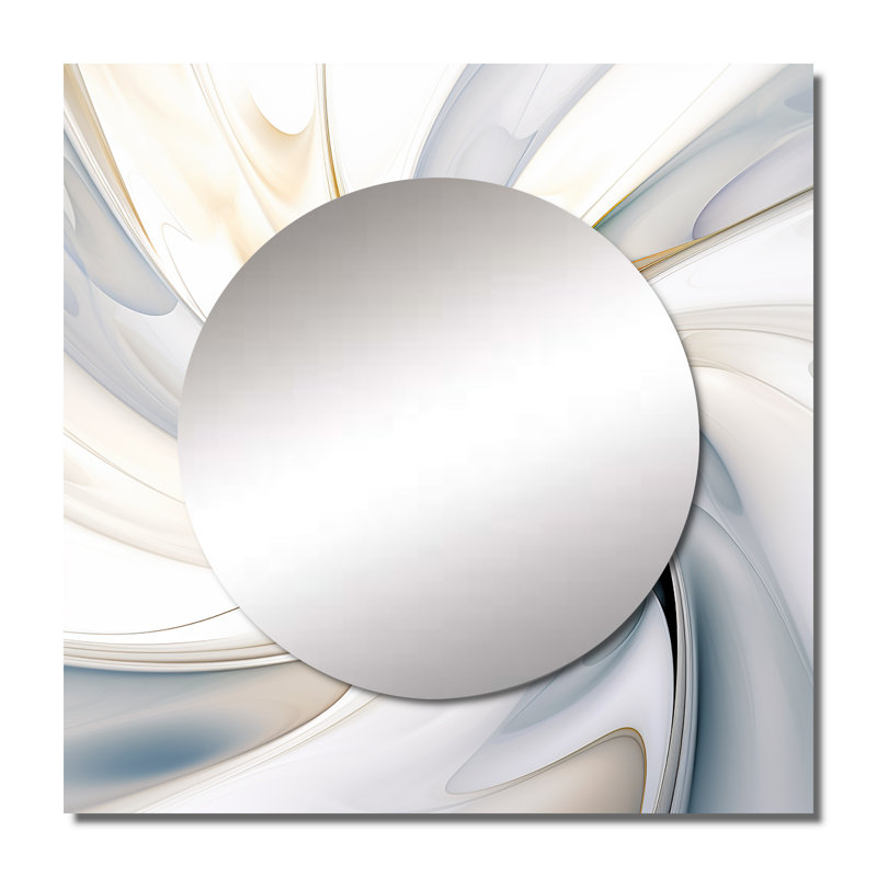 Fractal Flower Tender White Sensitivity IV - Fractals Large Square Mirror Wall Decor For Bedroom, 23" x 23"