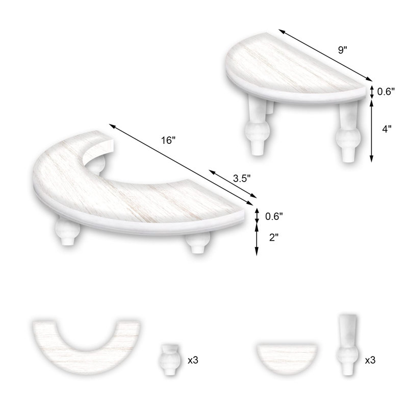 Élévateur à 2 niveaux en bois, contremarches en bois pour la décoration, présentoir à dessert demi-lune grand espace, présentoirs en bois multiples