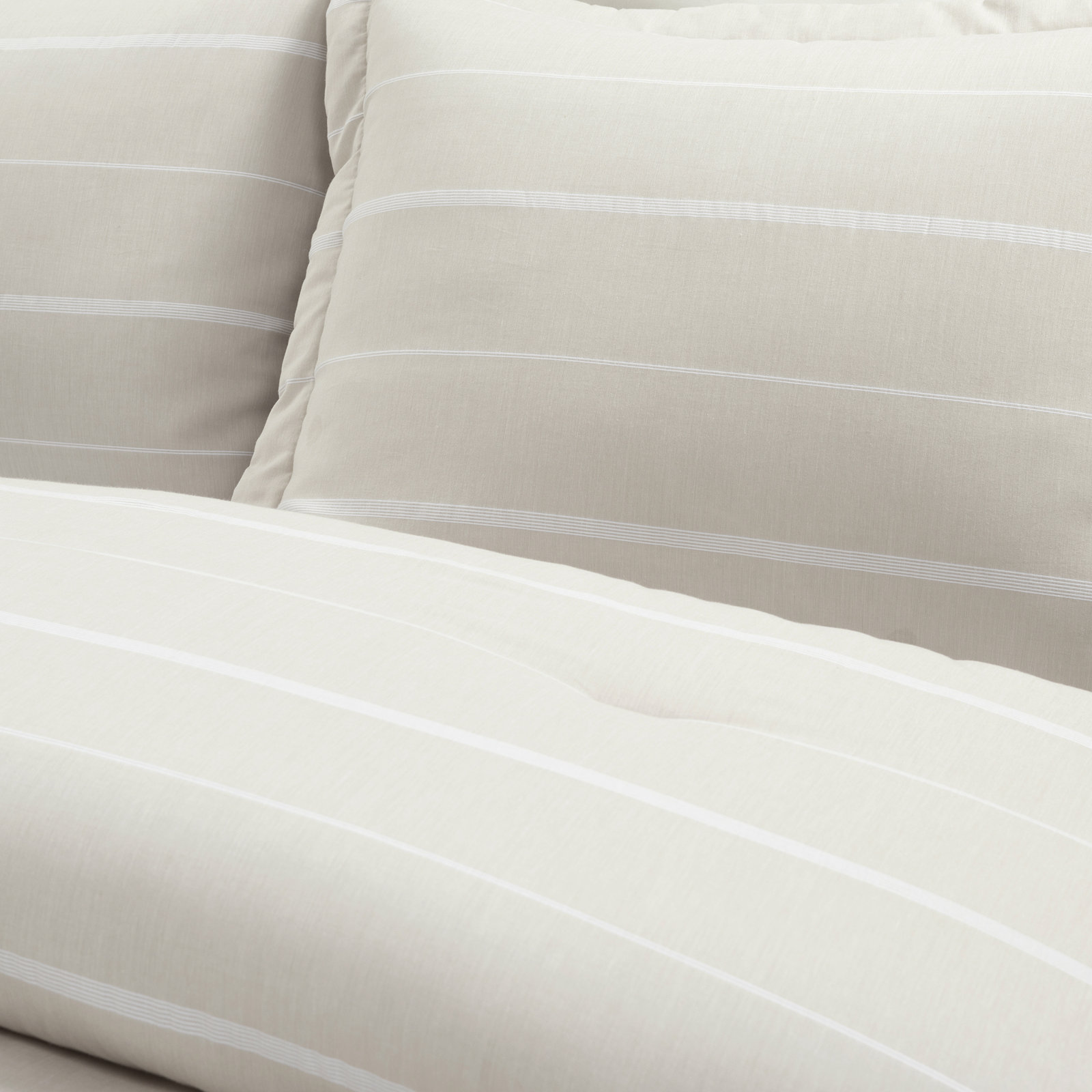 Striped Comforter Set, California King Comforter + 2 King Shams, Beige