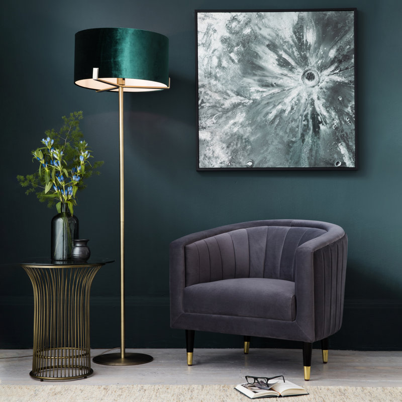 Abercrombie 172.5 cm Traditional Floor Lamp, Green, Matt Antique Brass